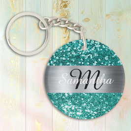 Glänsande turkos glitter silverfolie-monogram
