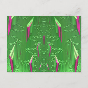 Glänsande vykort 3D Rosa Grön Tokig