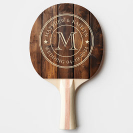 Glansfärgade brädor Bröllopsmonogram Stjärna Pingisracket