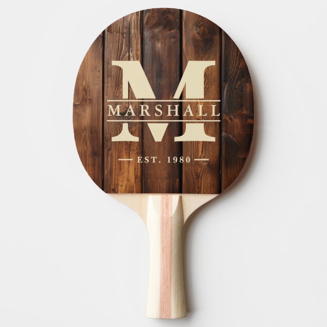 Glansfärgade tavlor Monogram & Namnöverlägg Pingisracket (Framsidan)