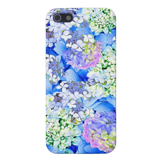 Glansig iphone case för blåttvanlig hortensia 5 fodral (Baksidan)
