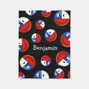 Glansig runda som ler chilensk flagga fleecefilt