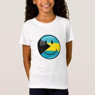 Glansig runda som ler den Bahamain flagga Tröja