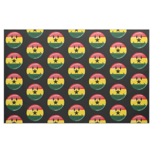 Glansig runda som ler den Ghanian flagga Tyg