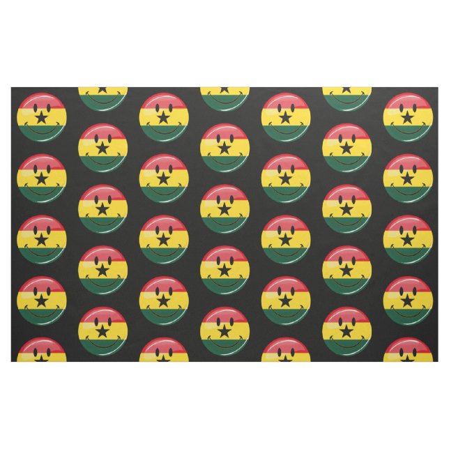 Glansig runda som ler den Ghanian flagga Tyg (Fat Quarter)