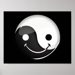 Glansig runda som ler det Yin Yang symbolet Poster