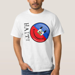 Glansig runda som ler haitier flagga tröja