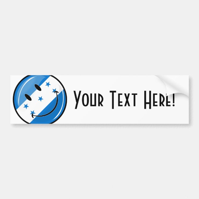 Glansig runda som ler honduransk flagga bildekal (Framsidan)