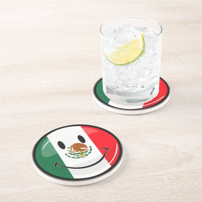 Glansig runda som ler mexicansk flagga underlägg (Sidan)