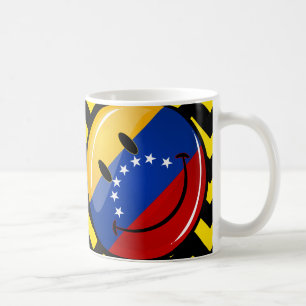 Glansig runda som ler venezuelansk flagga kaffemugg