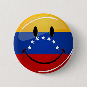 Glansig runda som ler venezuelansk flagga knapp