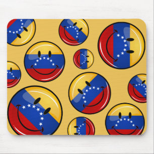 Glansig runda som ler venezuelansk flagga musmatta