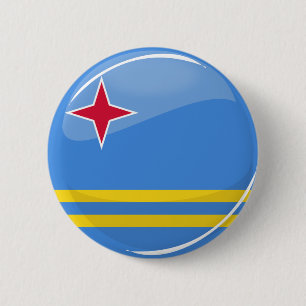 Glansig rundaAruba flagga Knapp