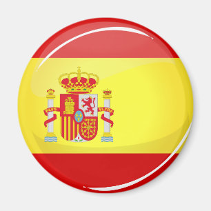 Glansig rundaflagga av Spanien Magnet