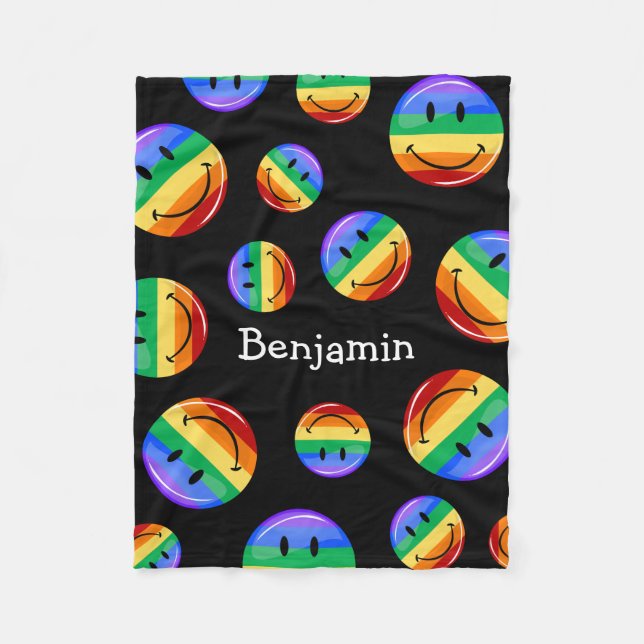 Glansig rundagay prideflagga fleecefilt (Framsidan)