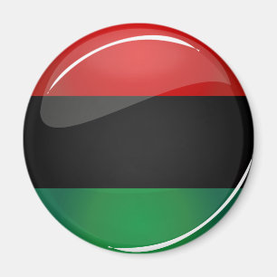 Glansig rundaPanorera-Afrikan flagga Magnet