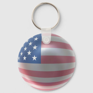Glansig USA flagga Keychain Nyckelring