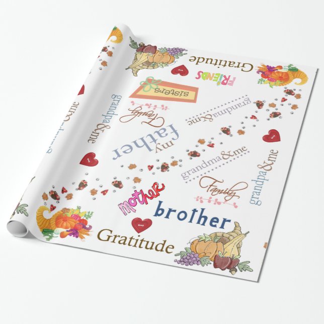 Glansigt inslagspapper Glad Thanksgiving Day Presentpapper (Utrullad)
