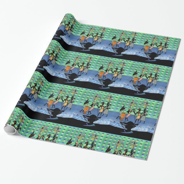 Glänsigt omslagspapper, afrikanska kvinnor presentpapper (Utrullad)