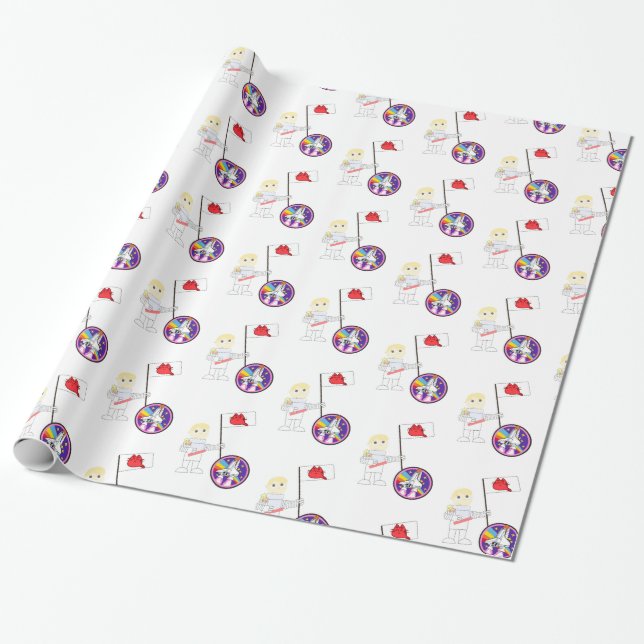 Glänsigt presentpapper, Astronaut Katt Kattunge Presentpapper (Utrullad)