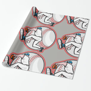 Glansigt slående in papper för baseballkanna presentpapper
