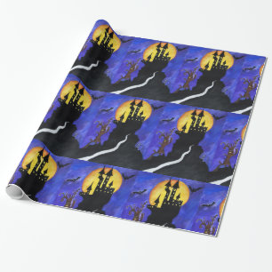 Glansigt slående in papper för happy halloween presentpapper