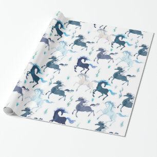 Glansigt slående in papper för rinnande Unicorns Presentpapper