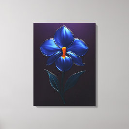 Glänzende Blaue Orchidee – Botanische Kunst Canvastryck