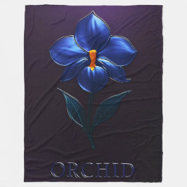 Glänzende Blaue Orchidee – Botanische Kunst Fleecefilt