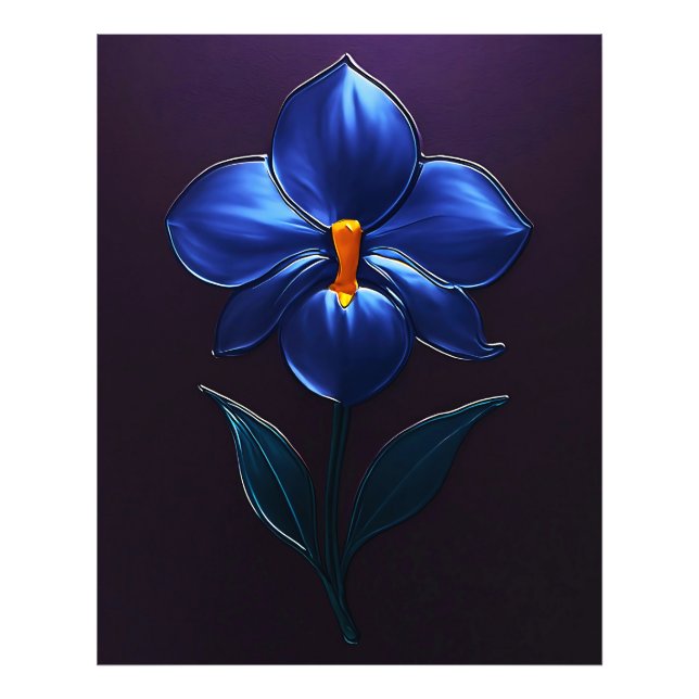 Glänzende Blaue Orchidee – Botanische Kunst Fototryck (Framsidan)