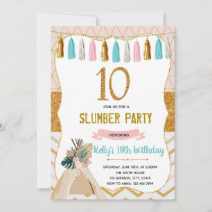 Glaping Girl slumber 10:e party Inbjudningar