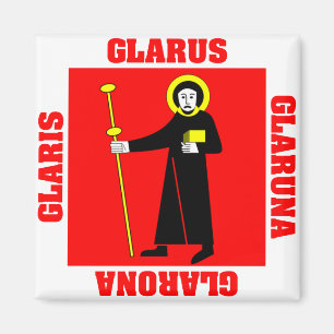 Glarus Schweitz Cantonflagga Magnet