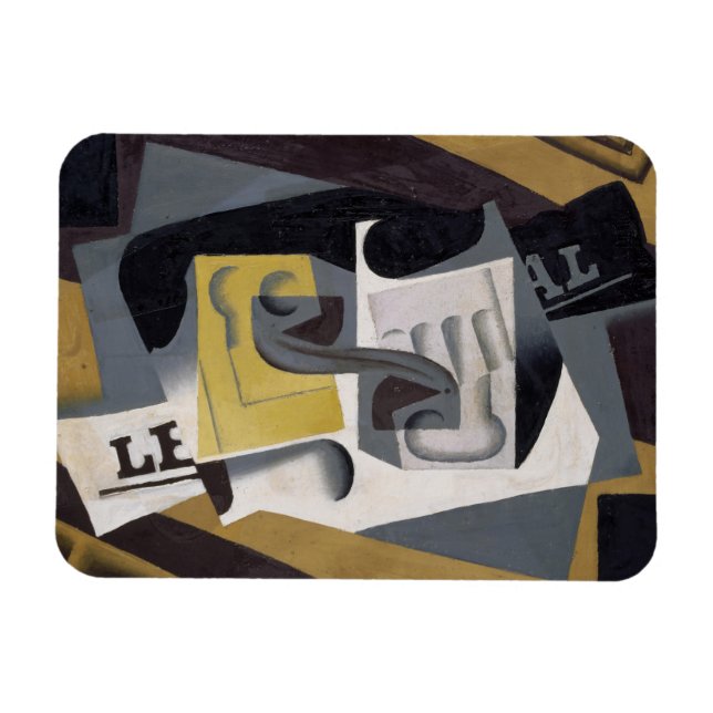 Glas and Newspaper, 1917 (oil on plywood) Magnet (Horisontell)