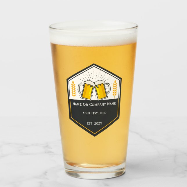Glas av anpassningsbar Craft Beer Logotyp Glass (Framsida fylld)