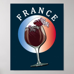 Glas av Fransk Vin - Frankrike Poster