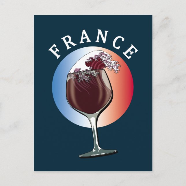 Glas av Fransk Vin - Frankrike Vykort (Framsida)