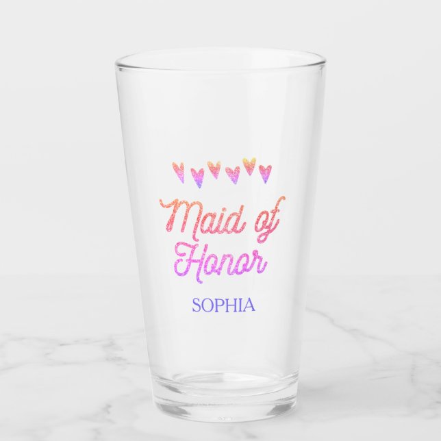 Glas av glitter Gradation Heart Maid of honor (Framsida)