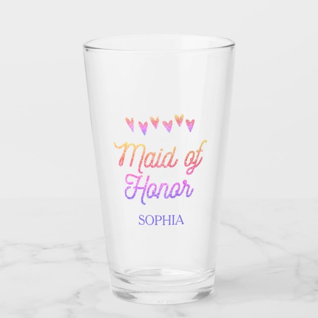 Glas av glitter Gradation Heart Maid of honor (Framsida)