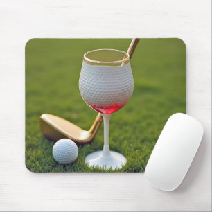 Glas av Golf Boll Vin med avskärning Musmatta