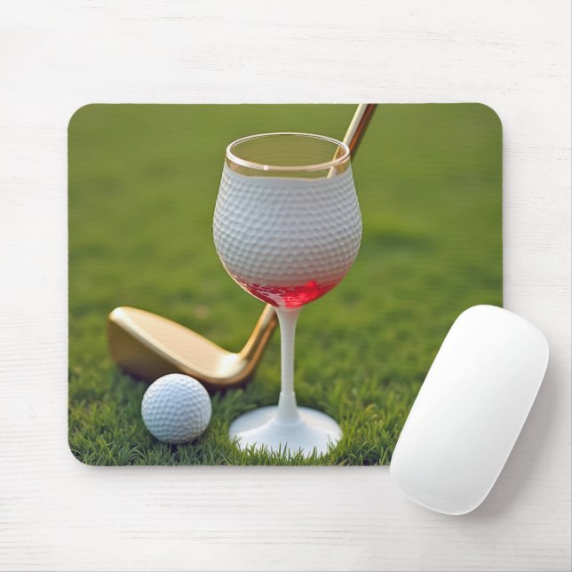 Glas av Golf Boll Vin med avskärning Musmatta (Med mus)