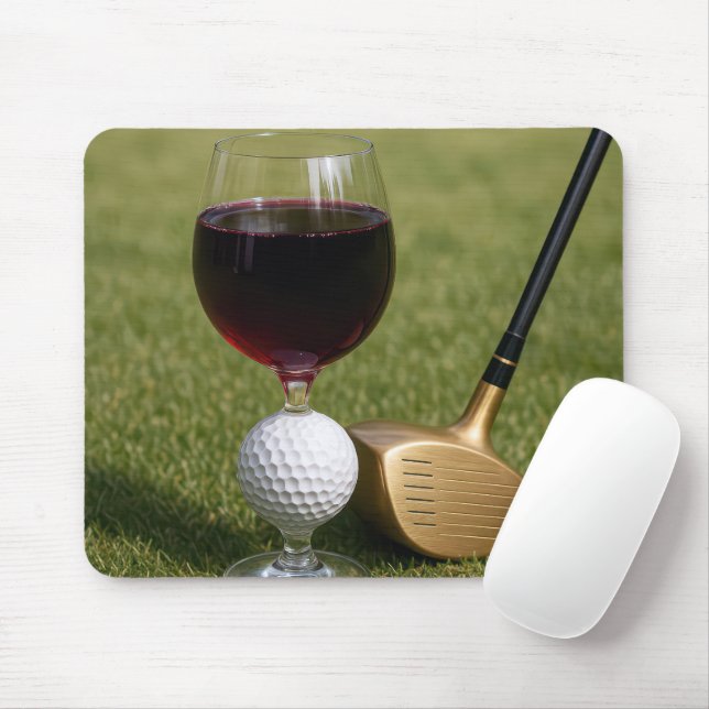 Glas av Golf Boll Vin på gräs Musmatta (Med mus)