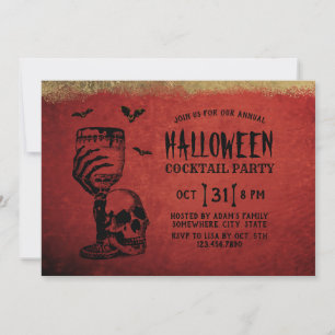 Glas av Halloween Cocktail Party Skull Bloody Vin Inbjudningar