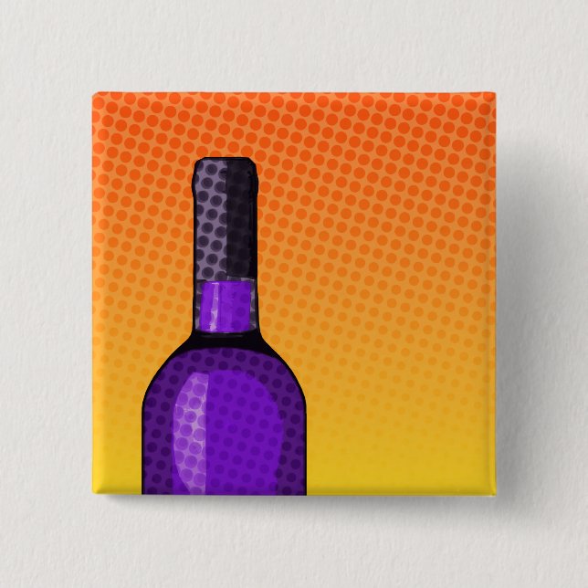 Glas av halvtonsglas tecknad vin och flaska knapp (Framsida)