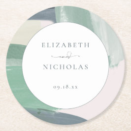 Glas av havsområde | Monogram Bröllop Underlägg Papper Rund