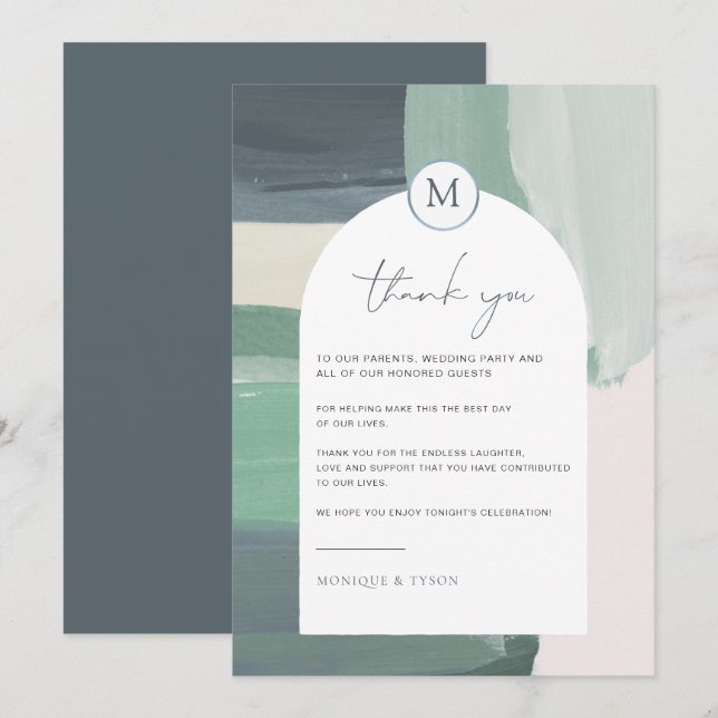 Glas av havsområde | Tack-kort för Bröllop Bord (Fram/baksida)