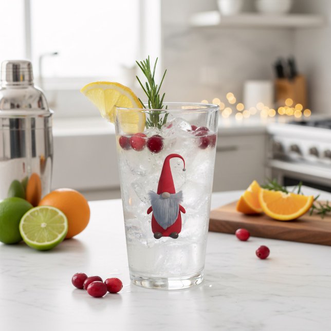 Glas av Helgdag Cute jul Gnome Monogram (Elevate your holiday drink station with these adorable personalized gnome glasses.)