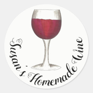 Glas av Homemade Vin Personlig Red Vin Runt Klistermärke