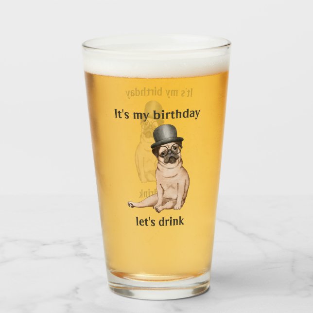 Glas av Hund Cute Birthday (Framsida fylld)