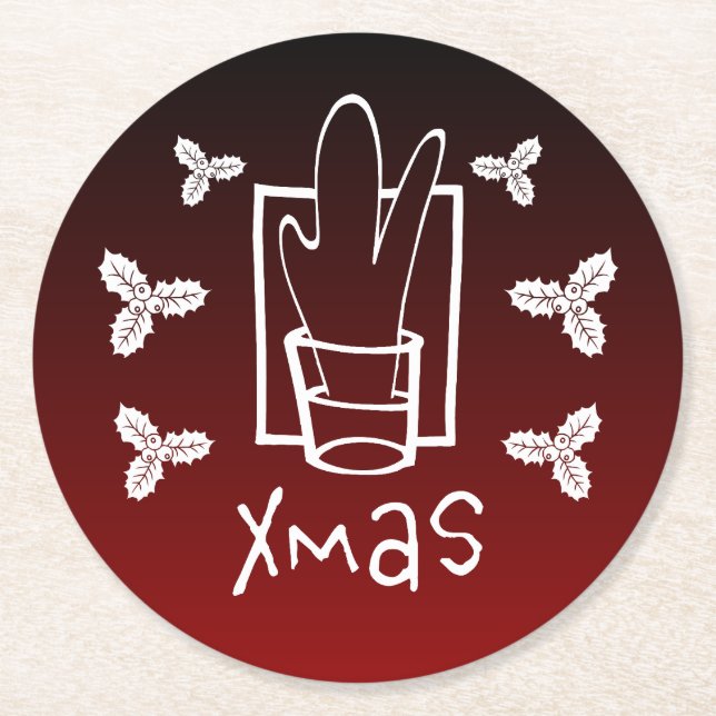 Glas av mousserande Julafton Underlägg Papper Rund (Framsidan)