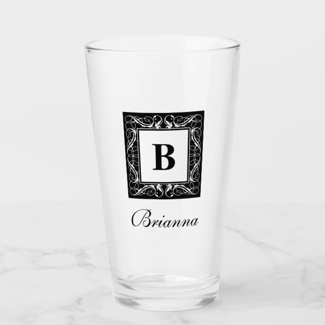 Glas av namn monogram Regal Stil (version 1) (Framsida)